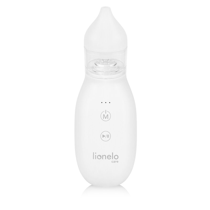 Aspirator nazal, Lionelo, Babyair, Cu forta de aspiratie reglabila in 3 trepte, Usor si portabil, Fara fir, Cu 2 varfuri din silicon, Silentios, 0 luni+, White