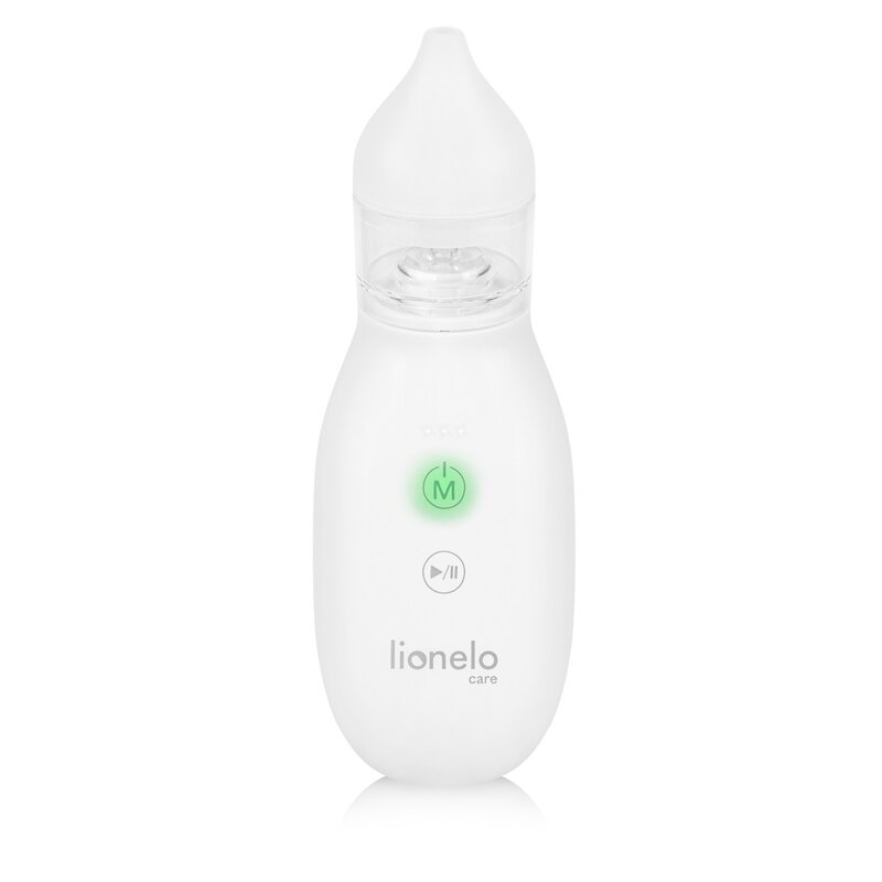 Aspirator nazal, Lionelo, Babyair, Cu forta de aspiratie reglabila in 3 trepte, Usor si portabil, Fara fir, Cu 2 varfuri din silicon, Silentios, 0 luni+, White