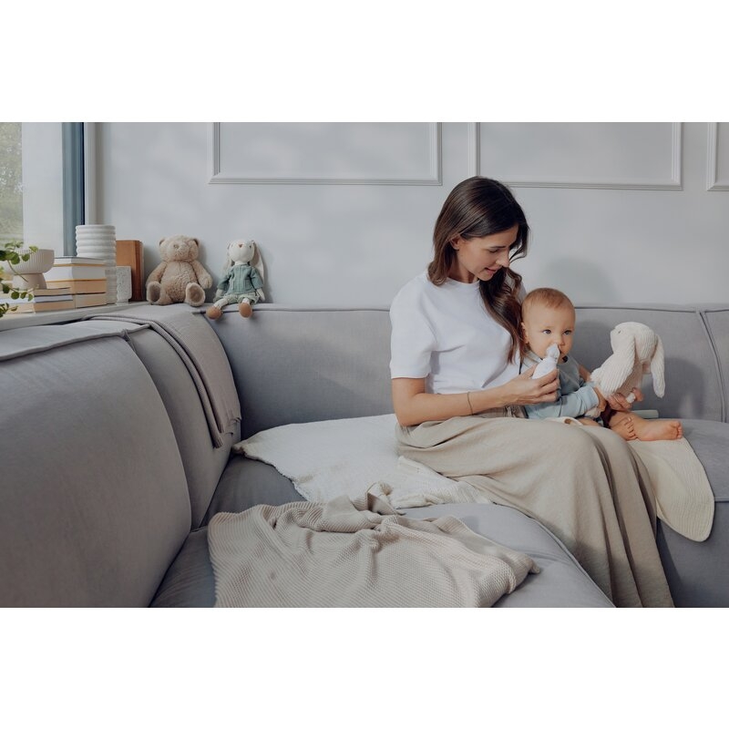 Aspirator nazal, Lionelo, Babyair, Cu forta de aspiratie reglabila in 3 trepte, Usor si portabil, Fara fir, Cu 2 varfuri din silicon, Silentios, 0 luni+, White