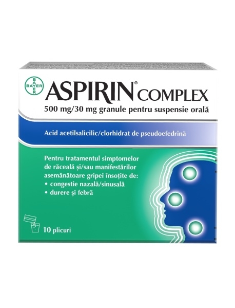 Aspirin Complex, 500 mg/30 mg, 10 plicuri, Bayer