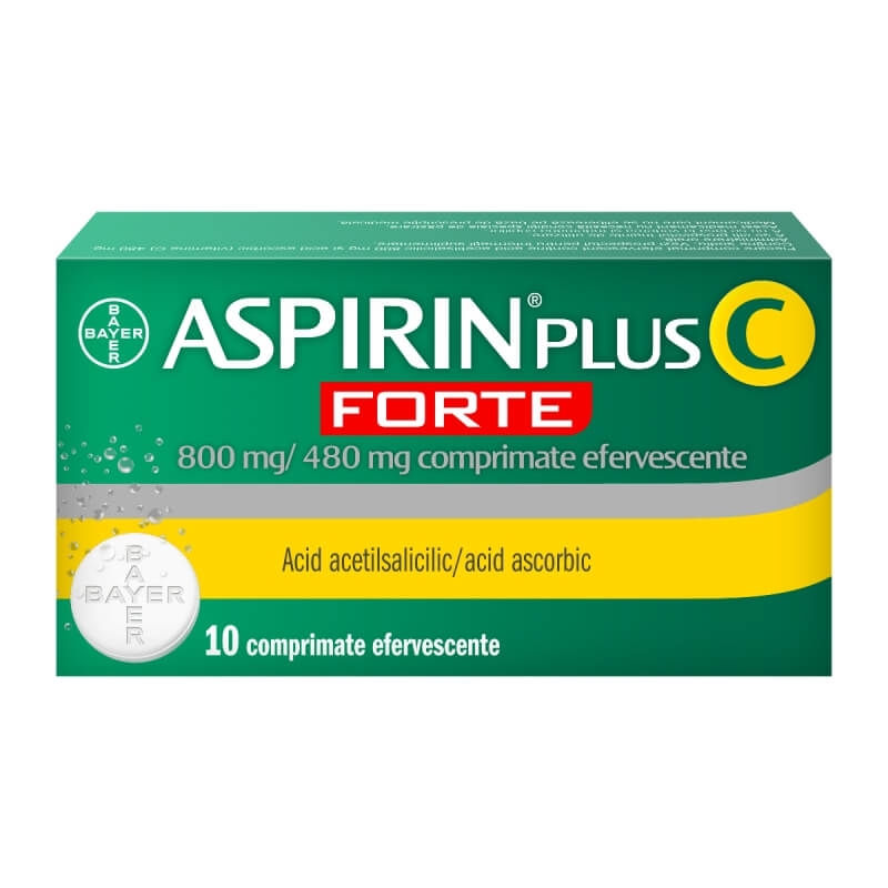 Aspirin Plus C Forte, 800 mg/480 mg, 10 comprimate efervescente, Bayer