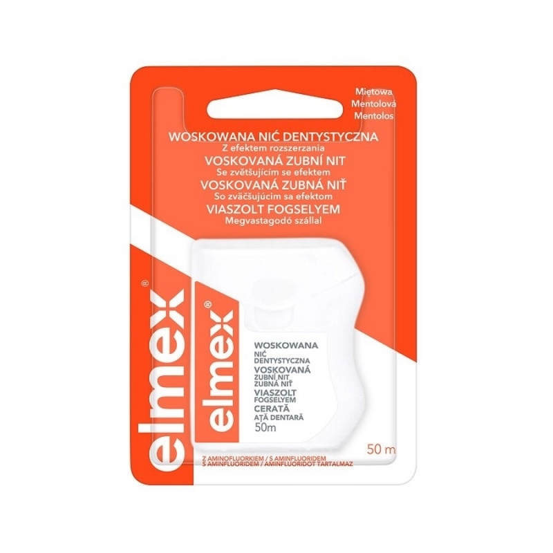 Ata dentara cerata cu aroma mentolata, 50 m, Elmex Ata dentara cerata cu aroma mentolata, 50 m, Elmex