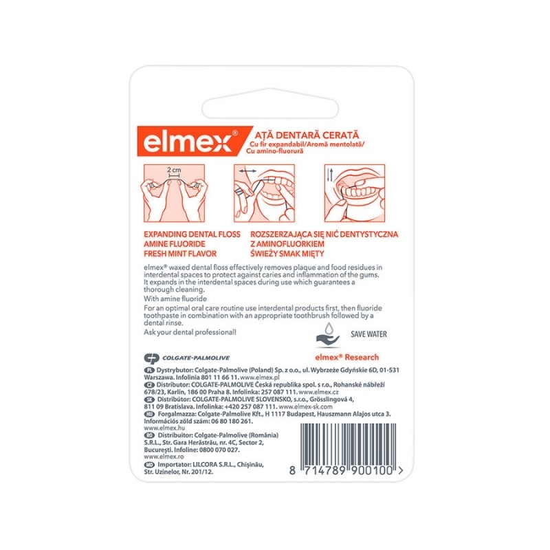 Ata dentara cerata cu aroma mentolata, 50 m, Elmex Ata dentara cerata cu aroma mentolata, 50 m, Elmex