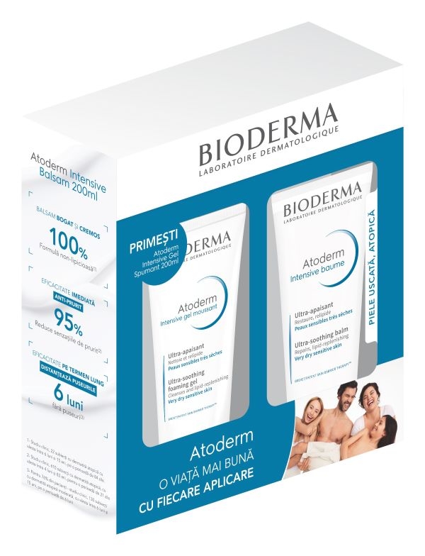 Atoderm Intensive Balsam 200ml, Bioderma + Atoderm Intensiv Gel Spumant 200ml, Bioderma