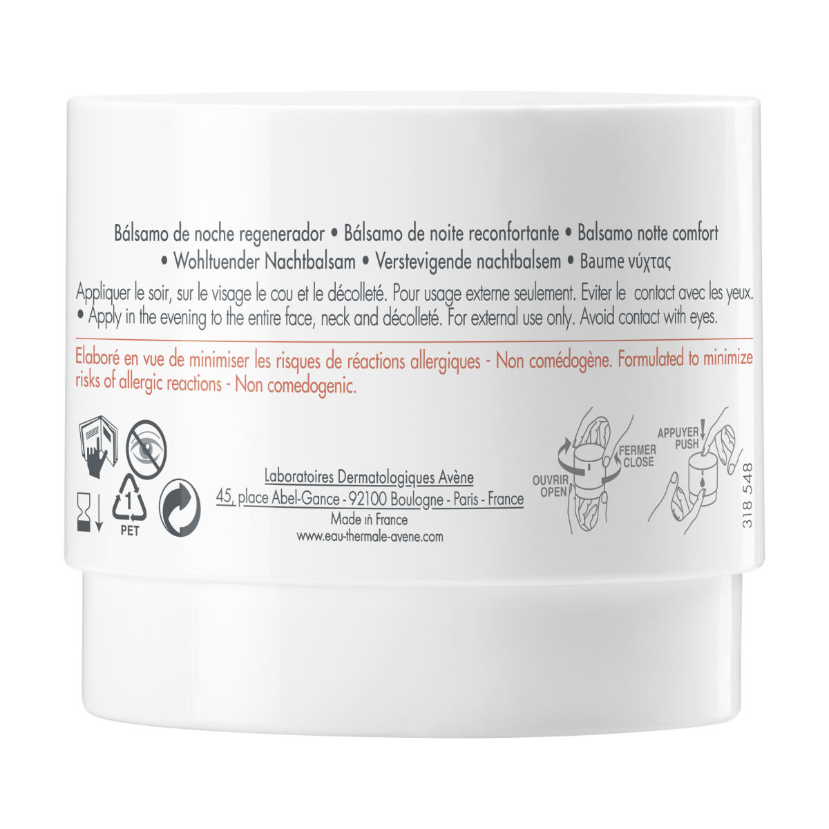 DermAbsolu balsam de noapte reconfortant, 40ml, Avene