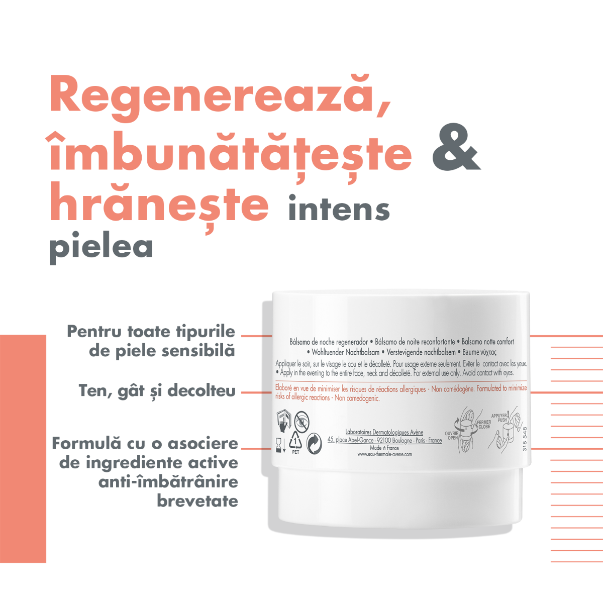DermAbsolu balsam de noapte reconfortant, 40ml, Avene