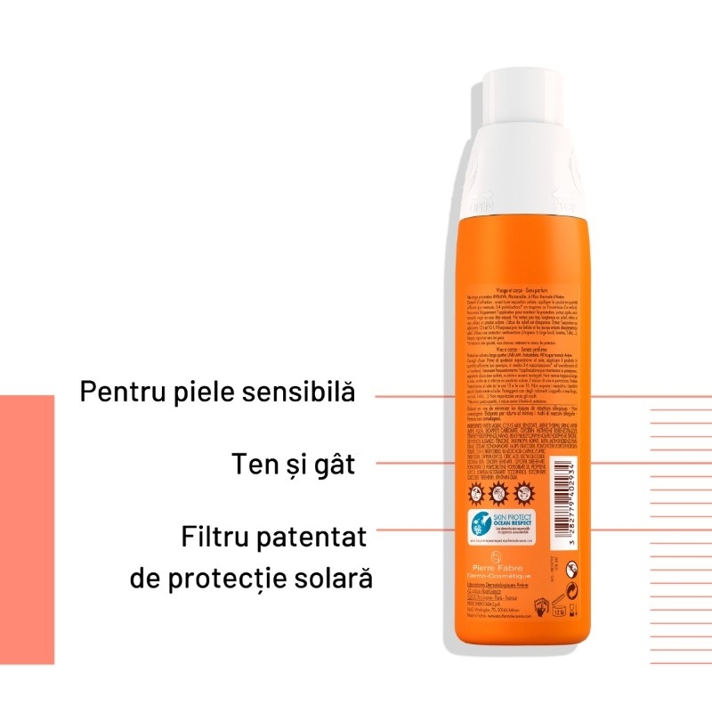 Spray fotoprotectie fara urme albe SPF 30, 200ml, Avene