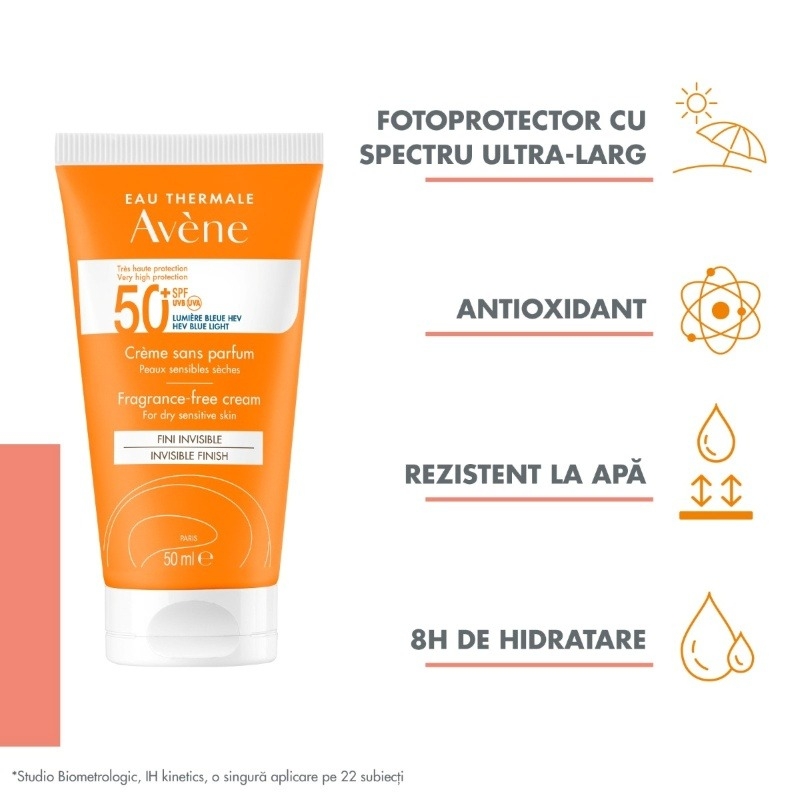 Triasorb crema fara parfum protectie solara SPF 50+, 50ml, Avene