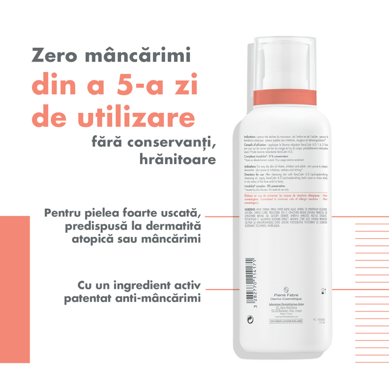 Balsam relipidant pentru pielea uscata predispusa la dermatita atopica sau prurit XeraCalm AD, 400 ml, Avene
