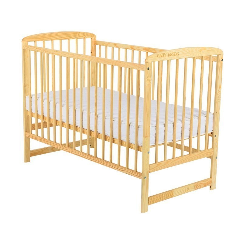BabyNeeds - Patut din lemn Ola 120x60 cm Natur + Saltea 12 cm