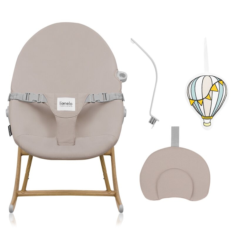 Balansoar, Lionelo, Dalia, 4 in 1, Inaltime reglabila in 2 pozitii, Cu husa detasabila, Cu bara de jucarii, Pana la 9 kg, Bej