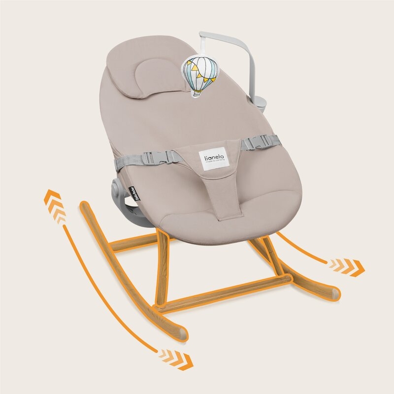 Balansoar, Lionelo, Dalia, 4 in 1, Inaltime reglabila in 2 pozitii, Cu husa detasabila, Cu bara de jucarii, Pana la 9 kg, Bej