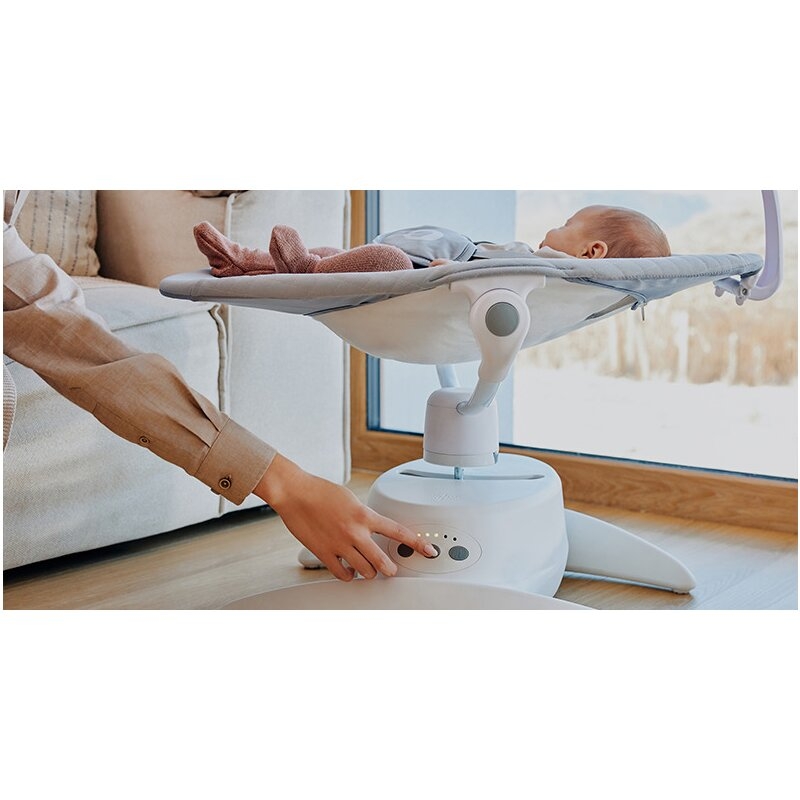 Balansoar, Lionelo, Iris, 2 in 1, Rotire 360 grade, Electric, Cu 3 moduri de leganare, Cu 5 trepte de viteza, Cu 3 pozitii de inclinare, Pana la 9 kg, Gri