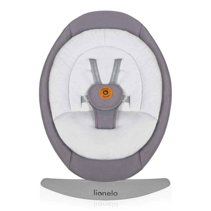 Balansoar, Lionelo, Mell, 2 in 1, Rotire 360 grade, Electric, Cu 3 moduri de leganare, Cu 5 trepte de viteza, Cu 3 pozitii de inclinare, Cu timer, 12 melodii si 2 sunete ale naturii, Pana la 9 kg, Gri