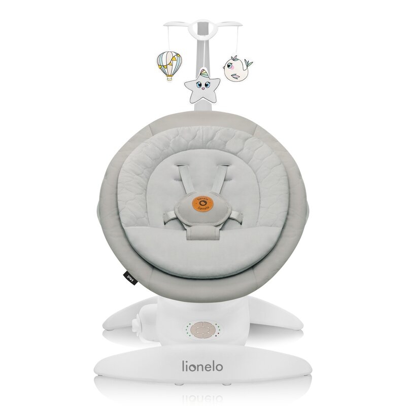 Balansoar, Lionelo, Mell, 2 in 1, Rotire 360 grade, Electric, Cu 3 moduri de leganare, Cu 5 trepte de viteza, Cu 3 pozitii de inclinare, Cu timer, 12 melodii si 2 sunete ale naturii, Pana la 9 kg, Bej