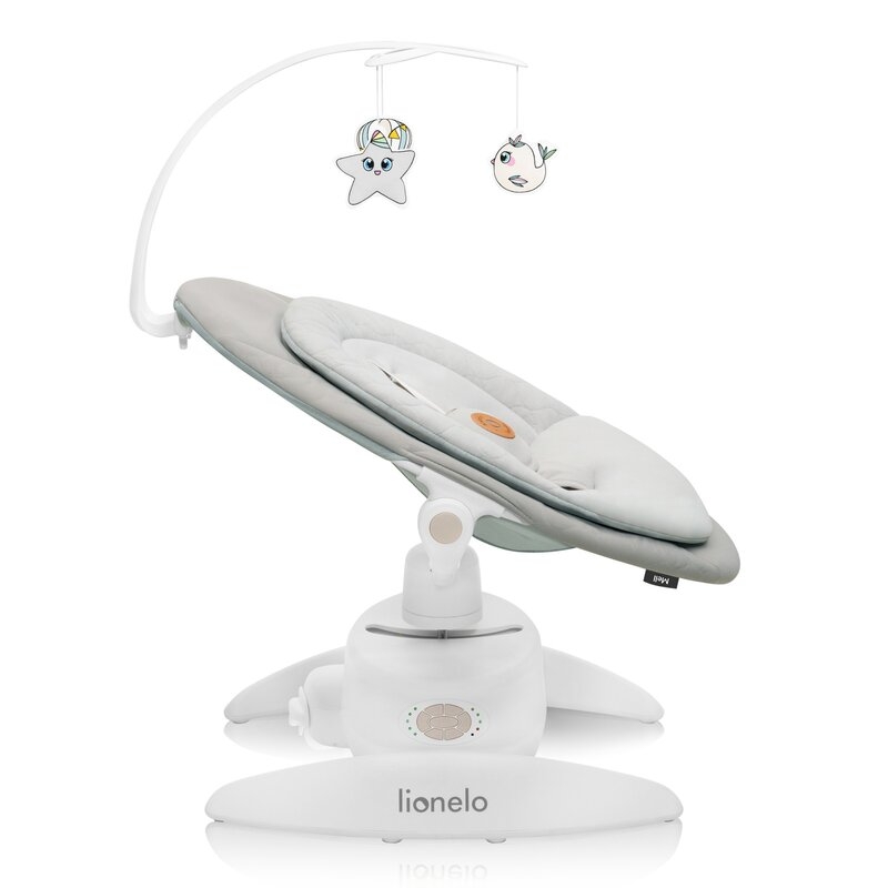 Balansoar, Lionelo, Mell, 2 in 1, Rotire 360 grade, Electric, Cu 3 moduri de leganare, Cu 5 trepte de viteza, Cu 3 pozitii de inclinare, Cu timer, 12 melodii si 2 sunete ale naturii, Pana la 9 kg, Bej