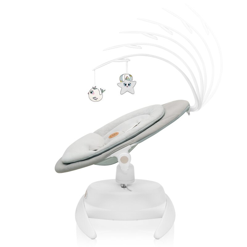 Balansoar, Lionelo, Mell, 2 in 1, Rotire 360 grade, Electric, Cu 3 moduri de leganare, Cu 5 trepte de viteza, Cu 3 pozitii de inclinare, Cu timer, 12 melodii si 2 sunete ale naturii, Pana la 9 kg, Bej