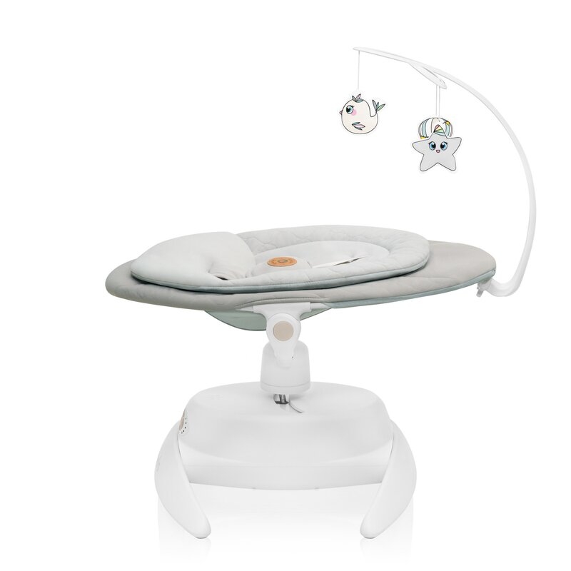 Balansoar, Lionelo, Mell, 2 in 1, Rotire 360 grade, Electric, Cu 3 moduri de leganare, Cu 5 trepte de viteza, Cu 3 pozitii de inclinare, Cu timer, 12 melodii si 2 sunete ale naturii, Pana la 9 kg, Bej