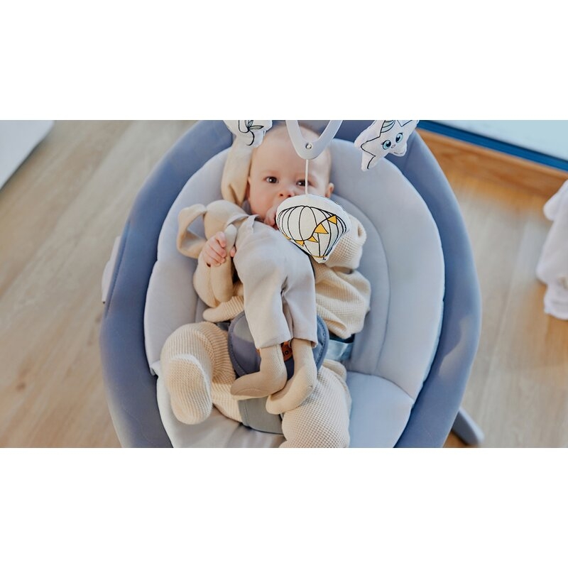 Balansoar, Lionelo, Mell, 2 in 1, Rotire 360 grade, Electric, Cu 3 moduri de leganare, Cu 5 trepte de viteza, Cu 3 pozitii de inclinare, Cu timer, 12 melodii si 2 sunete ale naturii, Pana la 9 kg, Bej