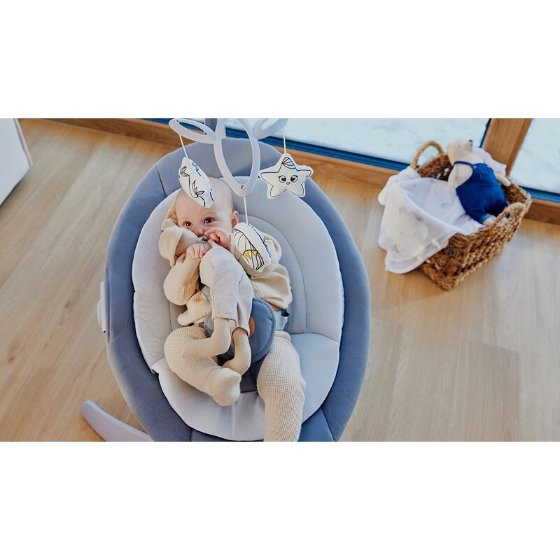 Balansoar, Lionelo, Mell, 2 in 1, Rotire 360 grade, Electric, Cu 3 moduri de leganare, Cu 5 trepte de viteza, Cu 3 pozitii de inclinare, Cu timer, 12 melodii si 2 sunete ale naturii, Pana la 9 kg, Bej