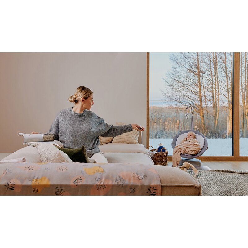 Balansoar, Lionelo, Mell, 2 in 1, Rotire 360 grade, Electric, Cu 3 moduri de leganare, Cu 5 trepte de viteza, Cu 3 pozitii de inclinare, Cu timer, 12 melodii si 2 sunete ale naturii, Pana la 9 kg, Bej