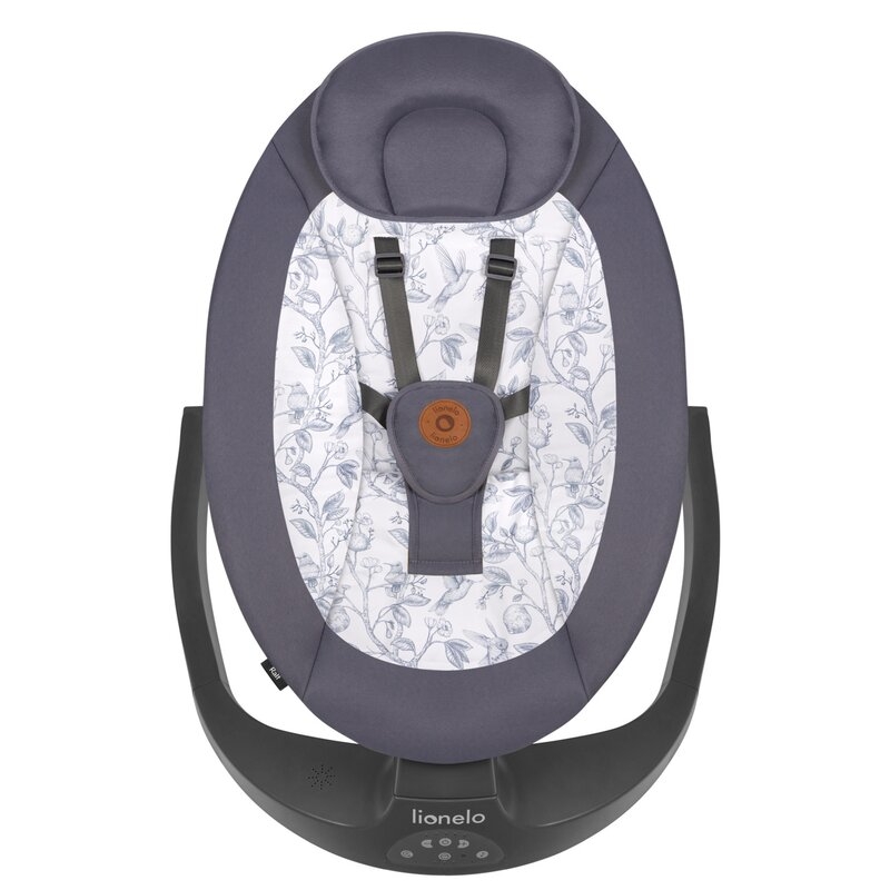 Balansoar si sezlong, Lionelo, Ralf, 2 in 1, Electric, Cu telecomanda si cablu USB, Cu miscare laterala de balansare si 5 niveluri diferite de viteza, Cu 12 melodii, Gri/Alb