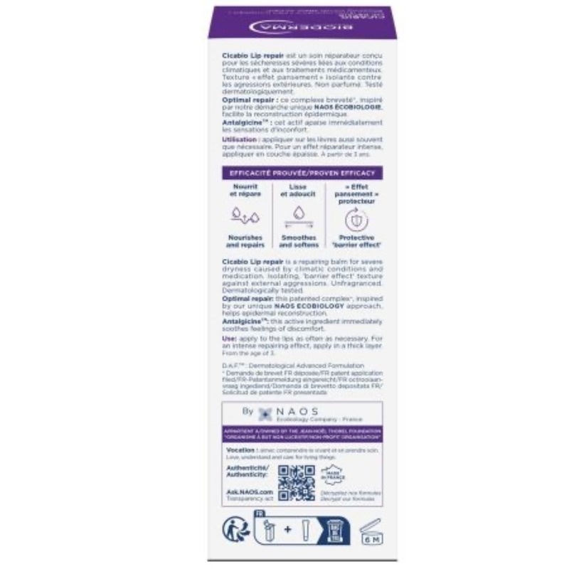 Balsam de buze reparator Cicabio, 10 ml, Bioderma