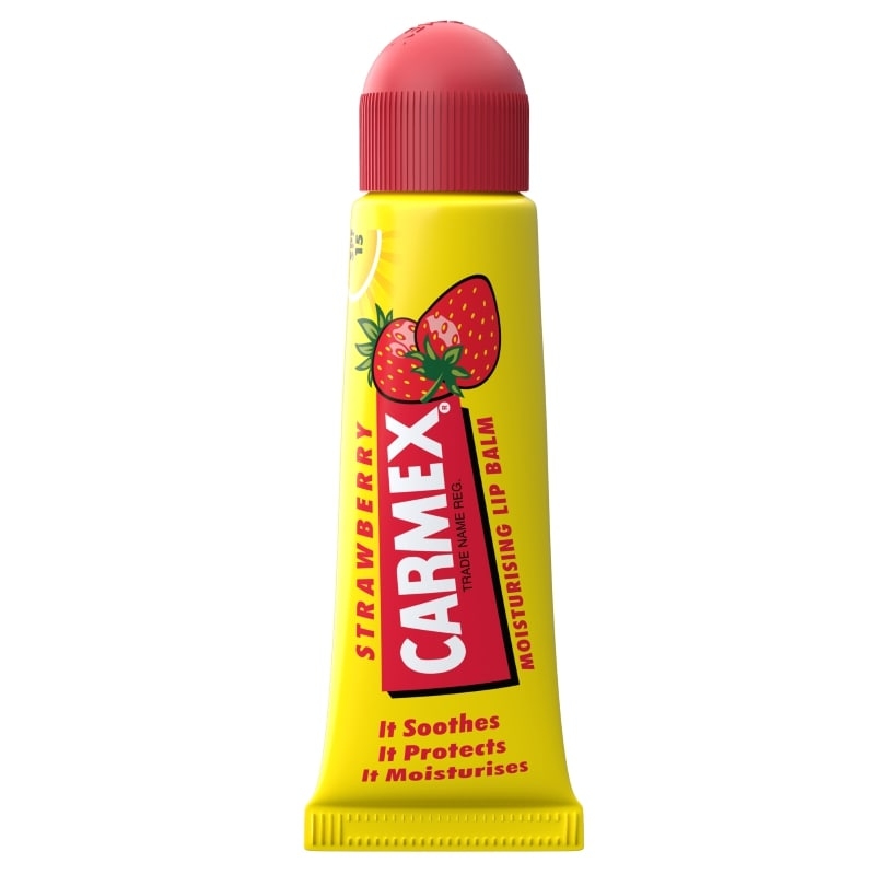 Balsam reparator pentru buze uscate si crapate cu aroma de capsuni SPF 15, 10g, Carmex