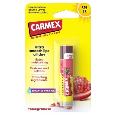 Balsam reparator pentru buze uscate si crapate cu aroma de rodie SPF 15, 4.25 g, Carmex
