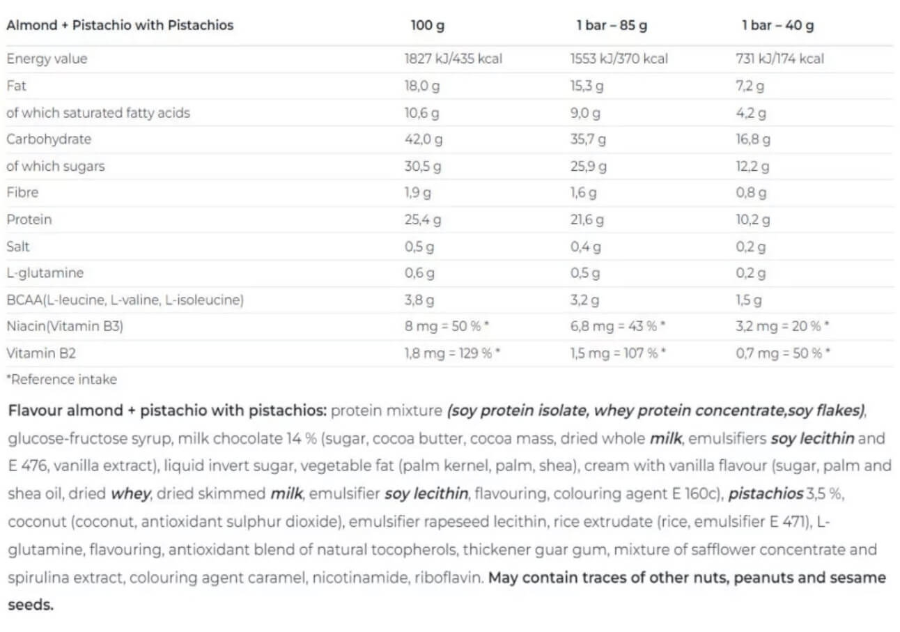 Baton cu aroma de migdale si fistic Excelent Protein Bar, 85 g, Nutrend