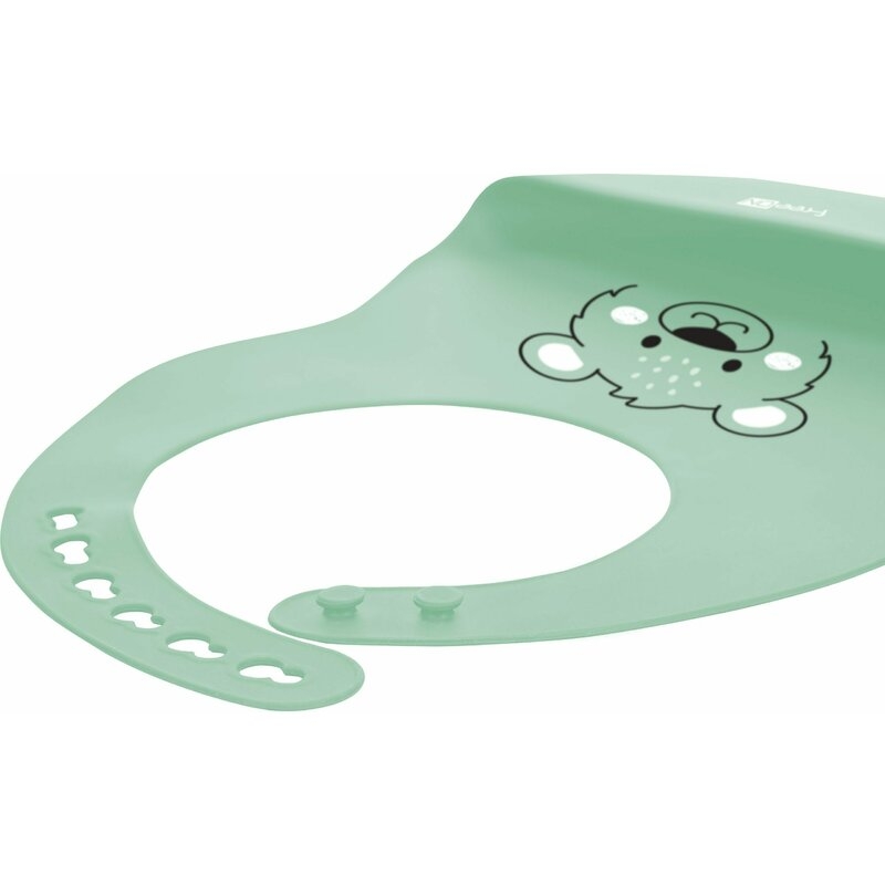 Baveta, FreeON, Moale, Din silicon, Fara BPA, Cu buzunar, 31 x 24 cm, Bear Green
