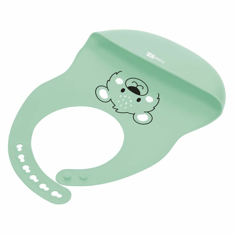 Baveta, FreeON, Moale, Din silicon, Fara BPA, Cu buzunar, 31 x 24 cm, Bear Green