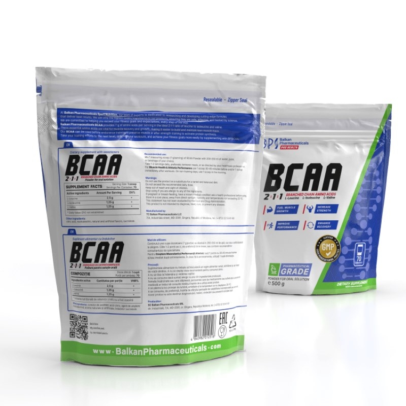 BCAA 2:1:1 pulbere pentru solutie orala, 500 g, Balkan Pharmaceuticals