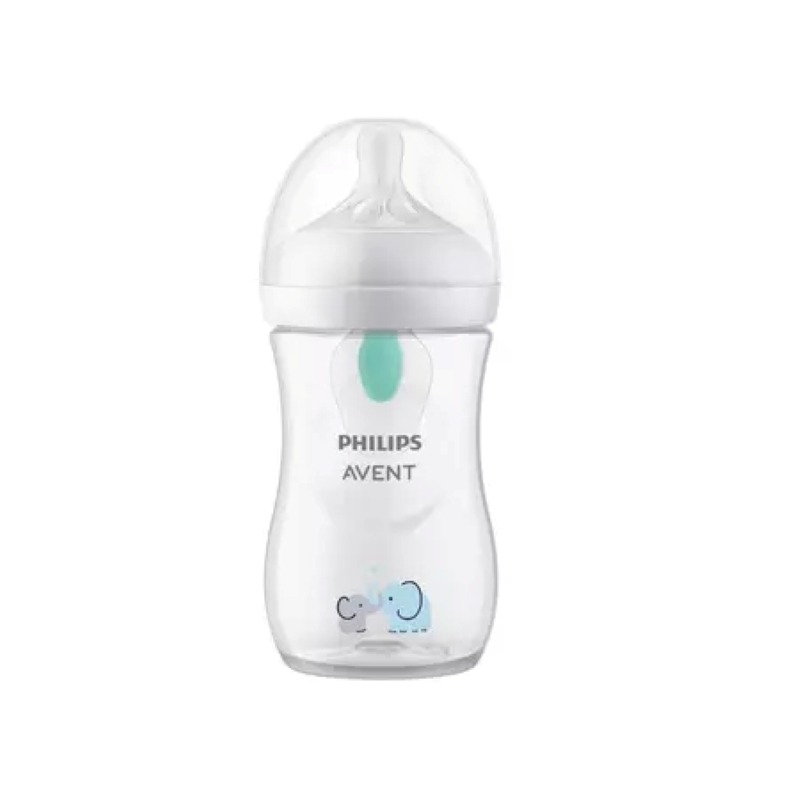 Biberon cu dispozitiv anticolici AirFree Natural Response, +1 luna, model elefant, 260 ml, SCY673/81, Philips Avent