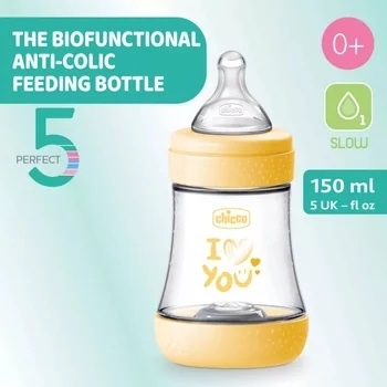 Biberon PP anti-colici cu tetina S Perfect5 150 ml +0 luni, 1 bucata, Chicco Biberon PP anti-colici cu tetina S Perfect5 150 ml +0 luni, 1 bucata, Chicco