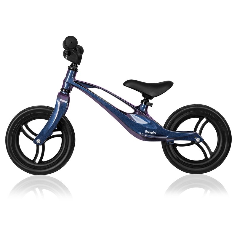 Bicicleta fara pedale, Lionelo, Bart, Usoara, Cu cadru din magneziu, Cu ghidon si sa reglabile, Greutate 3 Kg, 12 inch, Conform cu standardul european de securitate EN71, Blue Violet
