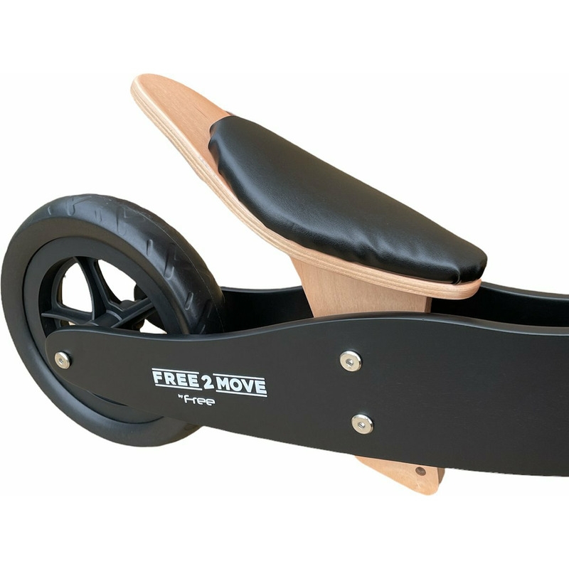 Bicicleta/tricicleta fara pedale din lemn, 2 in 1, Functie de bicicleta echilibru, Sa reglabila, Manere antiderapante, Roti ajustabile, 18 luni – 3 ani, Free2Move, Brown Black