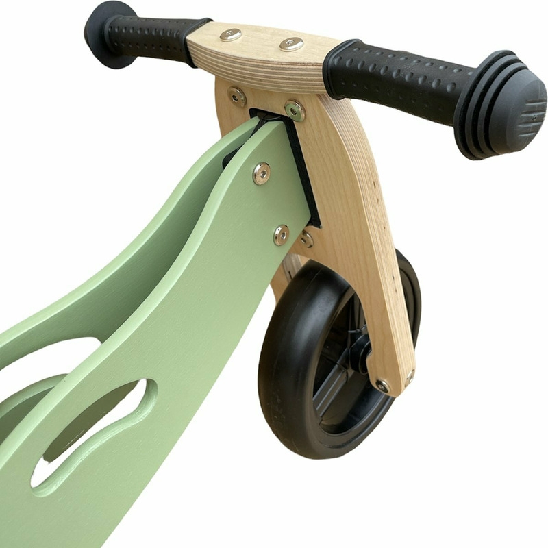 Bicicleta/tricicleta fara pedale din lemn, 2 in 1, Functie de bicicleta echilibru, Scaun reglabil, Roti ajustabile, Manere antiderapante, Varsta 1-3 ani, Free2Move, Mint