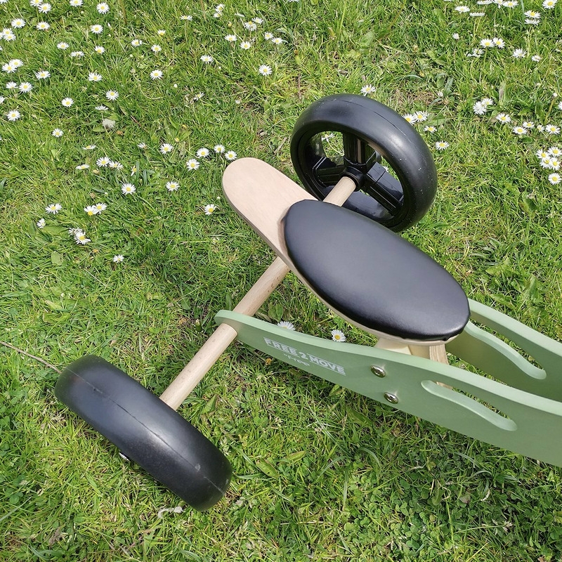 Bicicleta/tricicleta fara pedale din lemn, 2 in 1, Functie de bicicleta echilibru, Scaun reglabil, Roti ajustabile, Manere antiderapante, Varsta 1-3 ani, Free2Move, Mint