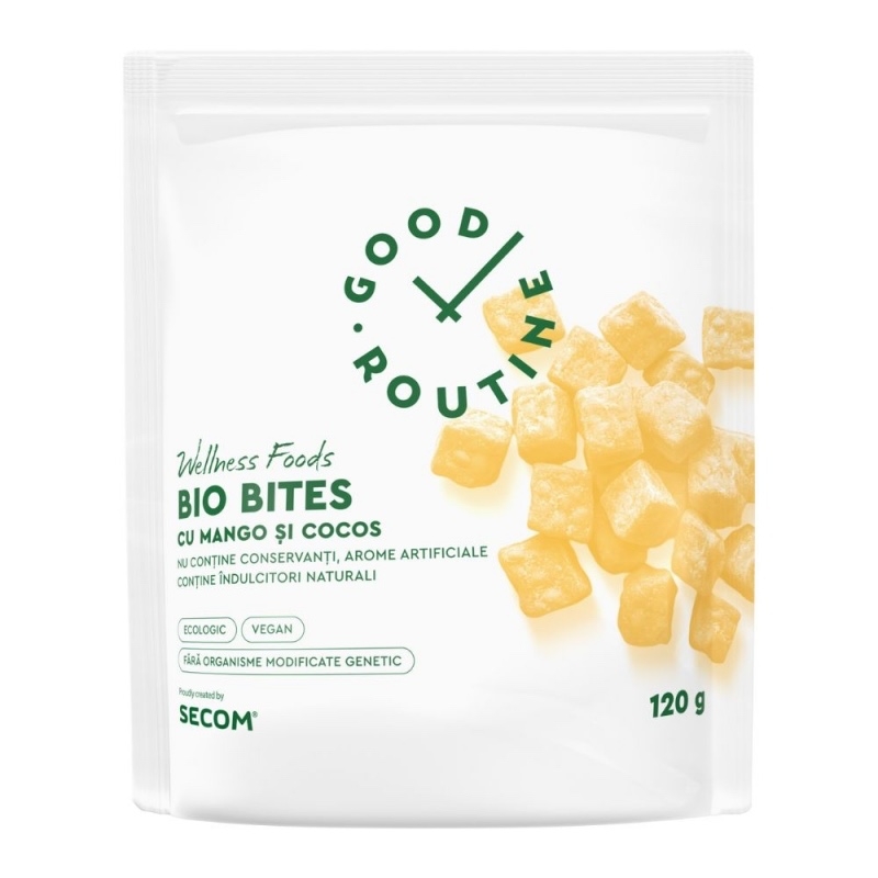 Bio Bites cu mango si cocos Good Routine Wellness Foods, 120 g, Secom Bio Bites cu mango si cocos Good Routine Wellness Foods, 120 g, Secom