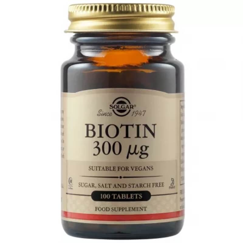 Biotin, 300 mcg, 100 tablete, Solgar