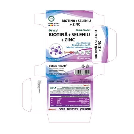 Biotina + Seleniu + Zinc, 30 capsule, Cosmo Pharm
