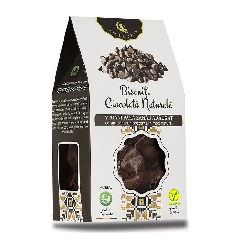 Biscuiti cu ciocolata naturala, 130 g, Hiper Ambrozia