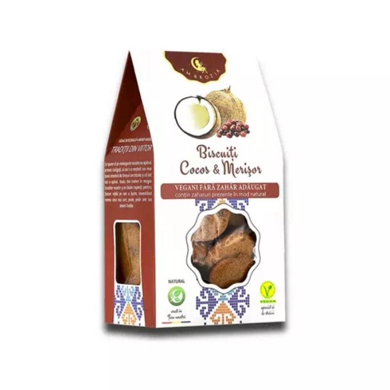 Biscuiti cu cocos si merisor, 130 g, Hiper Ambrozia