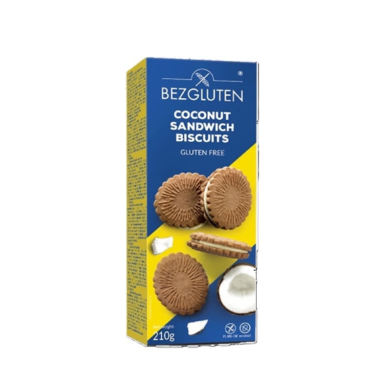 Biscuiti fara gluten cu crema de cocos, 210 g, Bezgluten