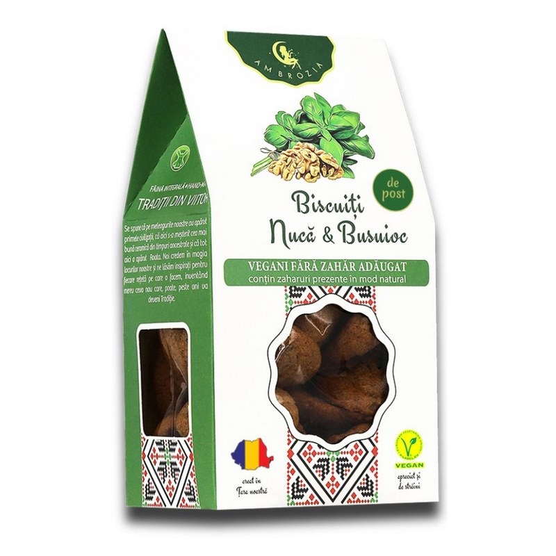 Biscuiti cu nuca si busuioc, 130 g, Hiper Ambrozia