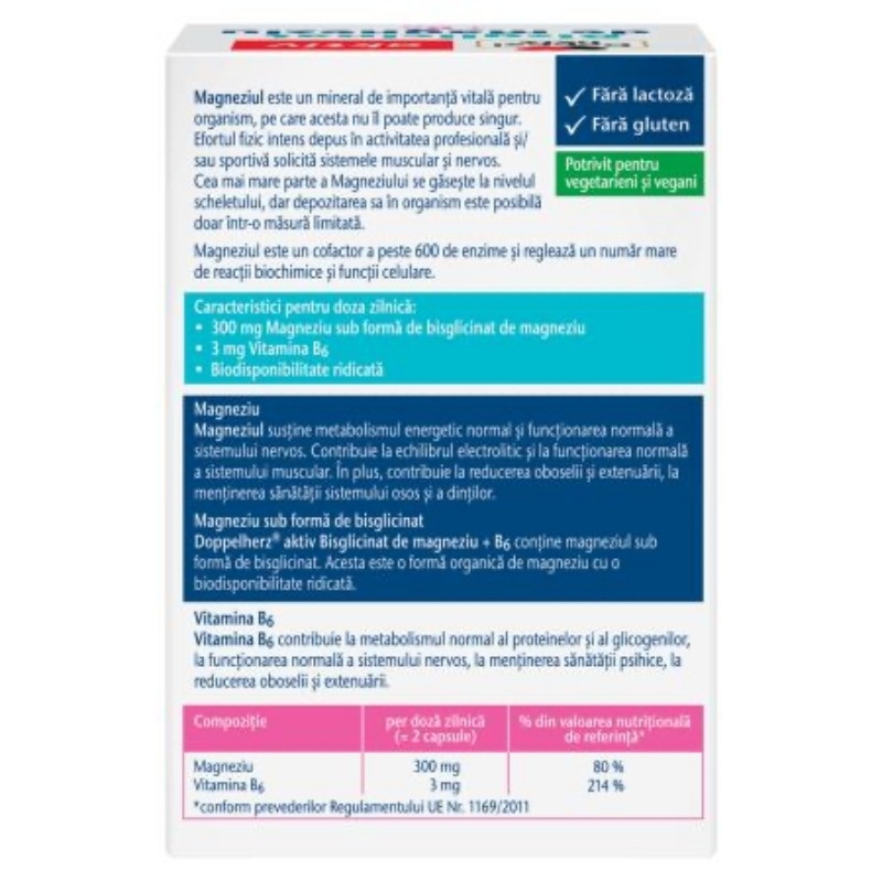 Bisglicinat de magneziu + B6, 60 capsule, Doppelherz