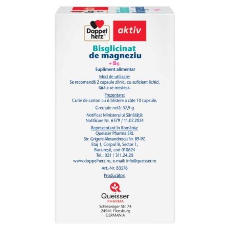 Bisglicinat de magneziu + B6, 60 capsule, Doppelherz