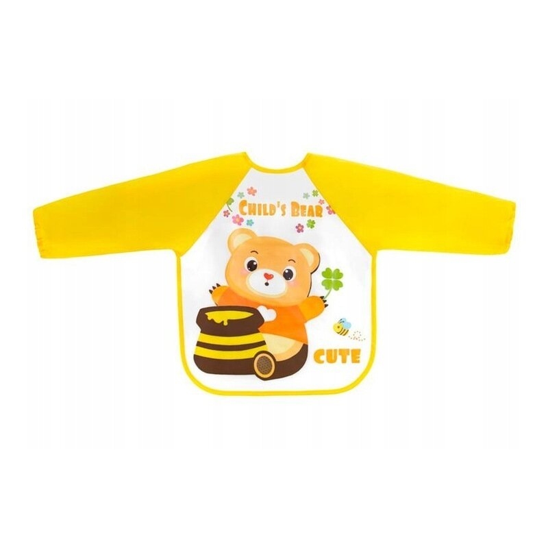 Bocioland - Baveta impermeabila, Cu maneci lungi, Dimensiune 40x35 cm, Teddy Bear