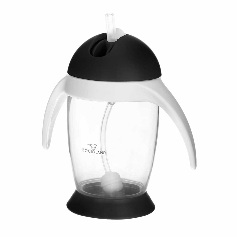 Bocioland - Cana de apa cu pai si manere, 300 ml, 6 luni+, Black